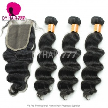 Best Match 4x4/5x5 Top Lace Closure With 3 or 4 Bundles Burmese Loose Wave Standard Virgin Human Hair Extensions