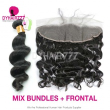 13x4/13x6 Lace Frontal With 3 or 4 Bundles Standard Virgin Indian Loose Wave Human Hair Extensions