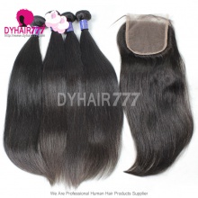 Best Match Royal 3 or 4 Bundles Cambodian Virgin Hair With 4x4/5x5 Top Lace Closure Silky Straight Hair Extensions