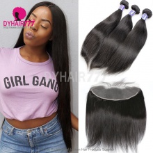 13x4/13x6 Lace Frontal With 3 or 4 Bundle Cambodian Silky Straight Hair Standard Virgin Remy Hair Extensions