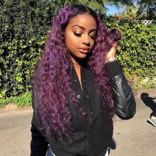 Stylist Wig As Picture 100% Virgin Human Hair Curls Ombre Orchid Purple 130% Density