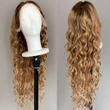 Stylist Wig As Picture 100% Virgin Human Hair Big Loose Wave Ombre Beige Color 130% Density