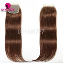 Lace Top Closure (4*4) Straight Hair Human Virgin Hair Free Part Middle Part Two Part Three Part Color 4#