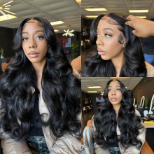 Transparent Full Frontal HD 13x4 Lace Wigs 250% Density Glueless Wear Go Lightly Plucked Bleached 100% Unprocessed Virgin Human Hair