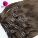 Brown Color 4 Clip In Hair Extensions Straight 100% Human Hair