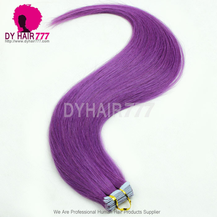  Virgin Hair Straight Purple Tape in Tape Hair Extension 20pcs 50g