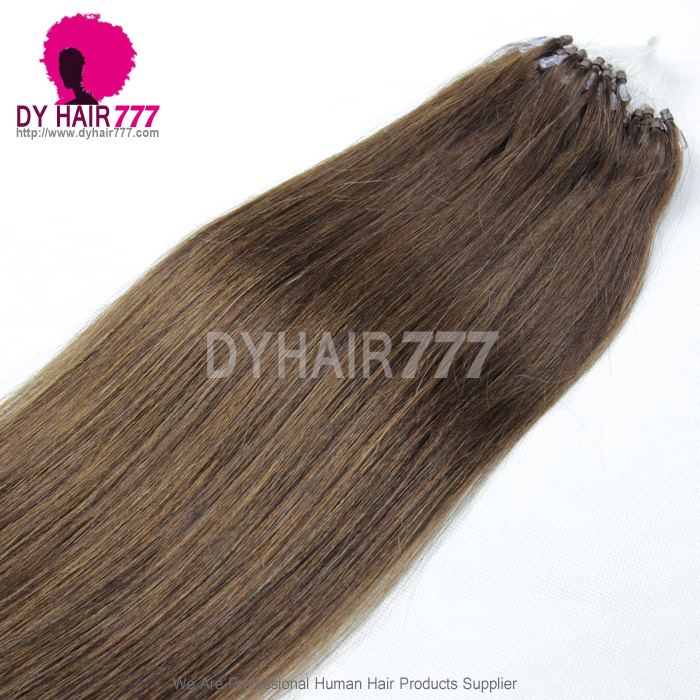 Micro Rings/Loops Brazilian Human Hair Extension Color 4# 100g/Bundle