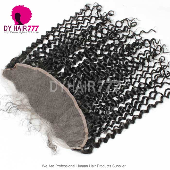 Ear to Ear 13*4 Lace Frontal Closure Virgin Human Hair Deep Curly Natural Color