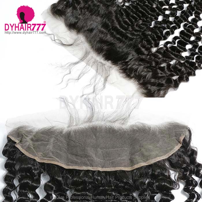 Ear to Ear 13*4 Lace Frontal Closure Human Virgin Hair Italian Curly Natural Color