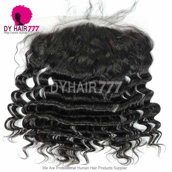 Ear to Ear 13*6 Lace Frontal Closure Curved Lace Loose Wave Human Virgin Hair Natural Color