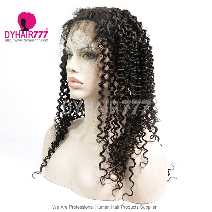 360 Lace Band Frontal Bleached Knots Virgin Human Hair Deep Curly With Baby Hair