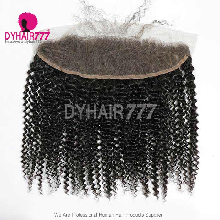 Ear to Ear 13*4 Lace Frontal Closure Human Virgin Hair Kinky Curly Natural Color