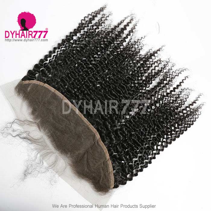 Ear to Ear 13*4 Lace Frontal Closure Human Virgin Hair Kinky Curly Natural Color