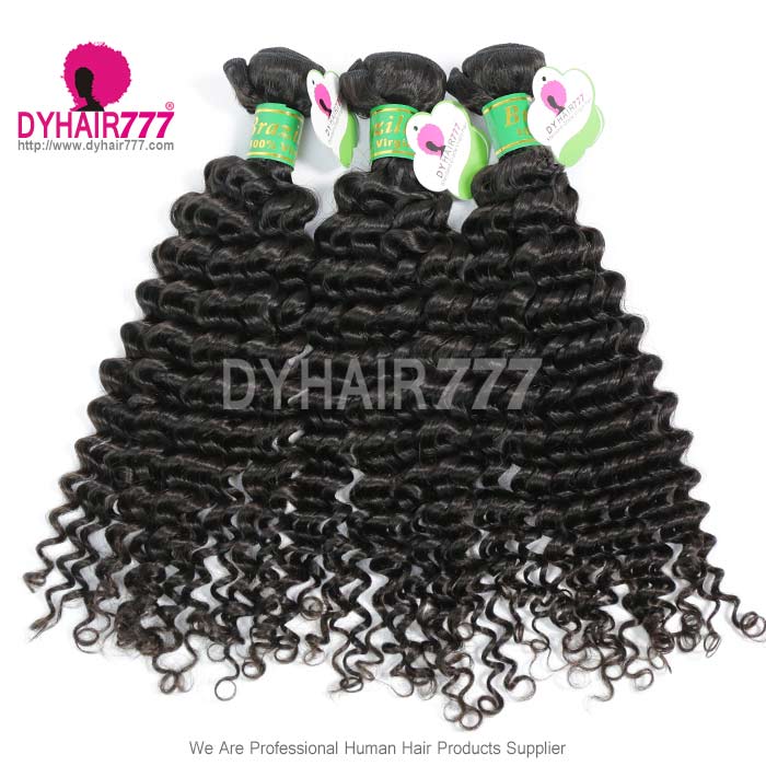 3 or 4 Bundle Deals Deep Curly Brazilian Standard Virgin Hair Natural Color 1B DY Hair Extensions