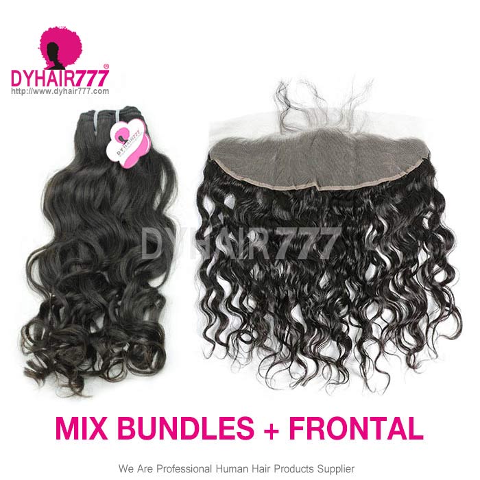 13x4/13x6 Lace Frontal With 3 or 4 Bundles Royal Virgin Peruvian Natural Wave Human Hair Extensions