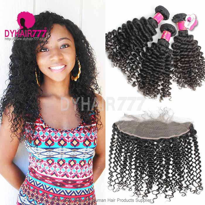 13x4/13x6 Lace Frontal With 3 or 4 Bundles Royal Virgin Malaysian Deep Curly Human Hair Extensions