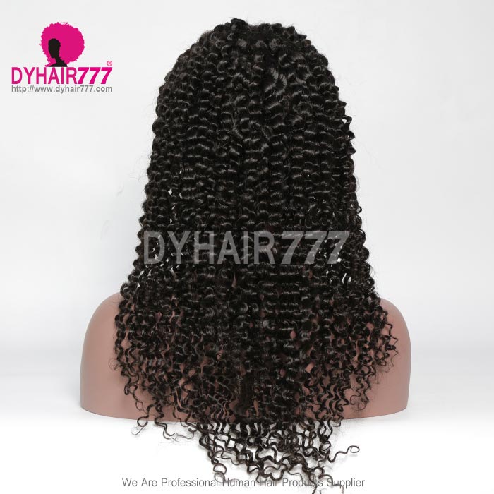 130% Density 1B# Top Quality Virgin Human Hair Deep Curly Full Lace Wigs Natural Color