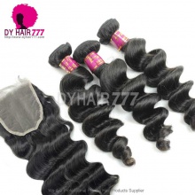 Best Match 4x4/5x5 Top Lace Closure With 3 or 4 Bundles Brazilian Loose Wave Royal Virgin Human Hair Extensions