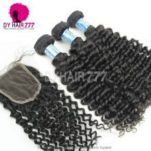 Best Match 4x4/5x5 Top Lace Closure With 3 or 4 Bundles Peruvian Deep Curly Royal Virgin Human Hair Extensions
