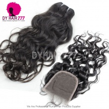 Best Match 4x4/5x5 Top Lace Closure With 3 or 4 Bundles Peruvian Natural Wave Standard Virgin Human Hair Extensions