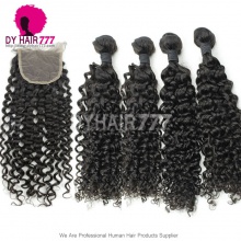 Best Match Top Lace Closure With 4 or 3 Bundles Standard Virgin Peruvian Deep Curly Human Hair Extensions
