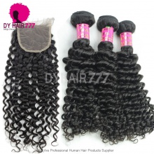 Best Match Top Lace Closure With 3 or 4 Bundles Malaysian Deep Curly Royal Virgin Human Hair Extensions