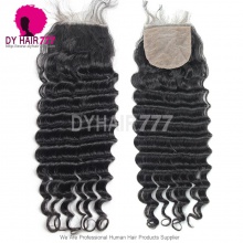 Silk Base Closure (4*4) Deep Wave Virgin Hair Top Closure Freestyle Free Part Middle Part Two Part Three Part