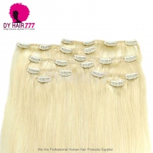 (8pcs 120g)Blonde Color #613 Clip In Hair Extensions 100% Human Hair
