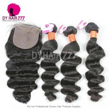 Best Match 4*4 Silk Closure with 3 or 4pcs Loose Wave Royal Grade Burmese Virgin Hair