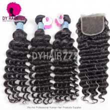 Best Match Royal 3 or 4 Bundles Peruvian Virgin Hair Deep Wave With 4x4/5x5 Top Lace Closure Hair Extensions