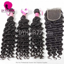 Best Match Royal 3 or 4 Bundles Malaysian Virgin Hair Deep Wave With 4x4/5x5 Top Lace Closure Hair Extensions