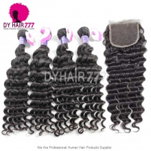 Best Match Royal 3 or 4 Bundles Cambodian Virgin Hair Deep Wave With 4x4/5x5 Top Lace Closure Hair Extensions