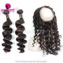 Royal Grade 2 or 3 Bundles Virgin European Loose Wave With 360 Lace Frontal Hair Extensions