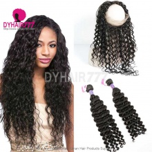 Royal Grade 2 or 3 Bundles Virgin Cambodian Deep Wave With 360 Lace Frontal Hair Extensions