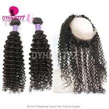 Royal Grade 2 or 3 Bundles Virgin Cambodian Deep Curly With 360 Lace Frontal Hair Extensions