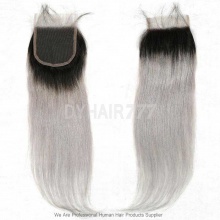 Lace Top Closure (4*4) Straight Hair 1B/Grey Human Virgin Hair