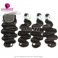 Best Match Top Lace Closure With 3 or 4 Bundles Standard Virgin Hair Peruvian Body Wave Human Hair Extenions