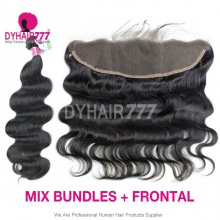 13x4 Lace Frontal With 3 or 4 Bundles Malaysian Body Wave Standard Virgin Hair Human Hair Extenions