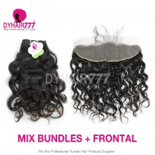 13x4 Lace Frontal With 3 or 4 Bundles Standard Virgin Malaysian Natural Wave Human Hair Extensions