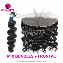 13x4 Lace Frontal With 3 or 4 Bundles Peruvian Loose Wave Standard Virgin Human Hair Extensions