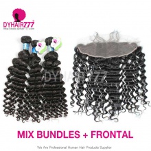 13x4/13x6 Lace Frontal With 3 or 4 Bundles Standard Virgin Peruvian Deep Wave Human Hair Extensions