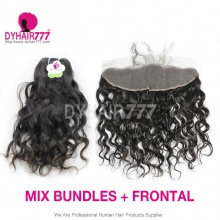 13x4 Lace Frontal With 3 or 4 Bundles Standard Virgin Burmese Natural Wave Human Hair Extensions
