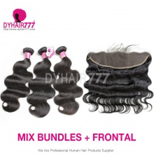 13x4 Lace Frontal With 3 or 4 Bundles Royal Virgin Malaysian Body Wave Human Hair Extensions
