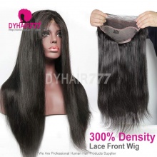 300% Density 13*4 Lace Frontal Wigs Straight Hair Virgin Human Hair Natural Color