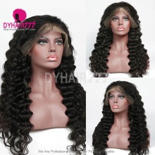 Stock Clearance Color 1B# 13*4 Lace Frontal Wigs Loose Wave 130% Density Top Quality Virgin Human Hair With Elastic Band 