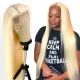 #613 Wig 130% density Virgin Human Hair Straight Blonde Full Lace Wigs With Nautal Hairline