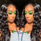 Color 1B# 13*4 Lace Frontal Wigs Body Wave 300% Density Top Quality Virgin Human Hair