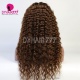Stock Clearance Color 4# 13*4 Lace Frontal Wigs Deep Wave 130% Density Top Quality Virgin Human Hair With Elastic Band 