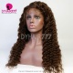 Stock Clearance Color 4# 13*4 Lace Frontal Wigs Deep Wave 130% Density Top Quality Virgin Human Hair With Elastic Band 