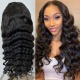 Color 1B# 13*4 Lace Frontal Wigs Loose Wave 130% Density Top Quality Virgin Human Hair With Elastic Band 